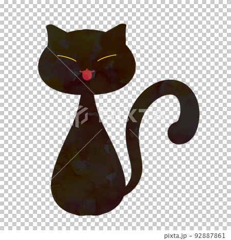 Halloween black cat smile watercolor style 92887861