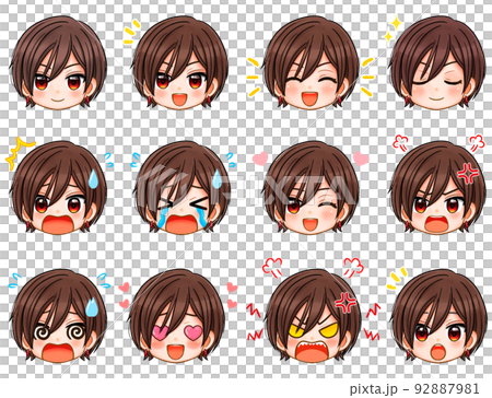 一個長著棕色頭髮的年輕人的赤壁人物臉圖標 92887981