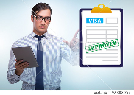 Visa application concept with businessman 92888057
