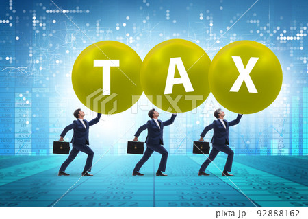 Tax burden concept with businessmen Tax burden concept with businessmen 92888162