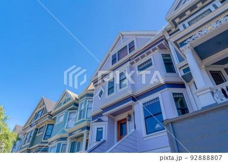 Rowhouses with victorian style exterior in San Francisco, CA 92888807