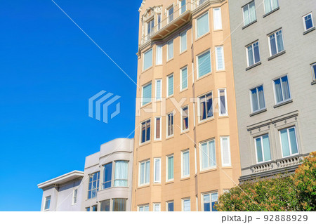 Row of apartment and condominium buildings at San Francisco, CA Row of apartment and condominium buildings at San Francisco, CA 92888929
