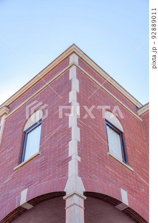 Corner exterior of a building with bricks and quoin in San Francico, California Corner exterior of a building with bricks and quoin in San Francico, California 92889011