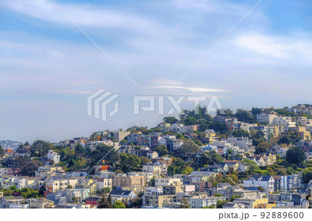 Rows of residential buildings with trees outdoors in San Francisco, California 92889600