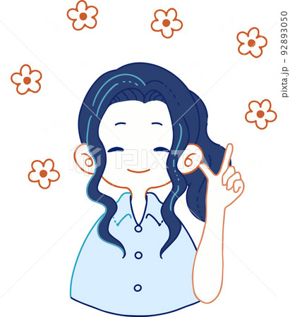 朗らかな表情で何かを教えているシャツ姿の女性のイラスト 朗らかな表情で何かを教えているシャツ姿の女性のイラスト 92893050