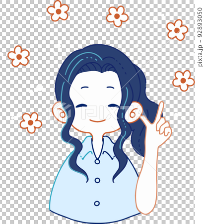 朗らかな表情で何かを教えているシャツ姿の女性のイラスト 朗らかな表情で何かを教えているシャツ姿の女性のイラスト 92893050
