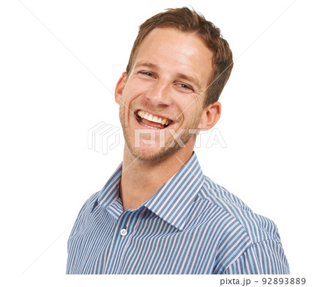 Live for the laughter. Studio portrait of a handsome young man posing against a white background. 92893889