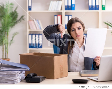 Dismissal and firing concept with woman employee 92895662