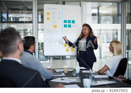 The business place to be. Shot of businesspeople having a meeting in the office. 92897003