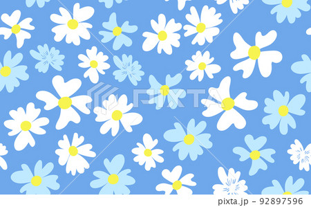 Seamless floral pattern based on traditional folk art ornaments. Colorful flowers on color background. Scandinavian style. Sweden nordic style. Vector illustration. Simple minimalistic pattern 92897596