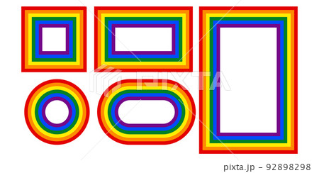 Flag LGBT icons, round and squared frames. Template border, vector illustration. Love wins. LGBT logo symbols in rainbow colors. Gay pride collection Flag LGBT icons, round and squared frames. Template border, vector illustration. Love wins. LGBT logo symbols in rainbow colors. Gay pride collection 92898298