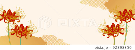 彼岸花と和柄の背景 彼岸花と和柄の背景 92898350