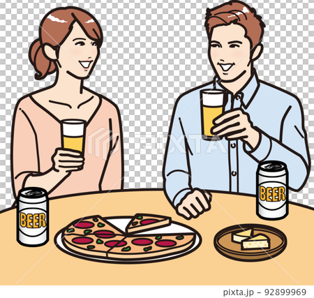 ビールを飲む男女 92899969