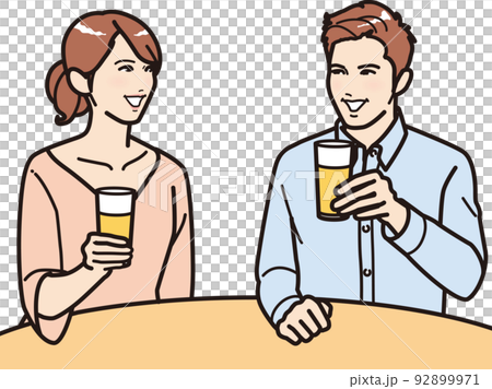ビールを飲む男女 92899971