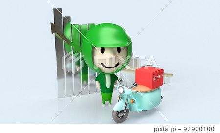 The driver and bike for delivery or transport concept 3d rendering 92900100