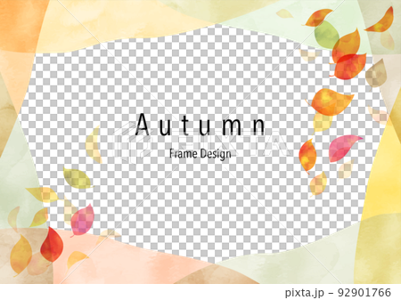 紅葉、手描き、抽象的な和柄水彩フレームデザイン 92901766