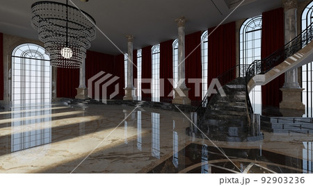 Ballroom in a palace interior 3d illustration Ballroom in a palace interior 3d illustration 92903236