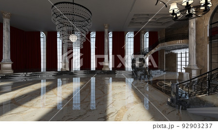 Ballroom in a palace interior 3d illustration Ballroom in a palace interior 3d illustration 92903237