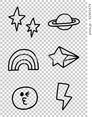 ポップなイラストいろいろセット/線画 ポップなイラストいろいろセット/線画 92903479
