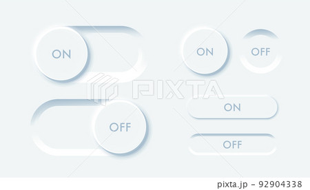 ニューモーフィズムのON、OFFボタンセット 92904338