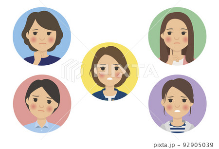 女性の悩み顔_アイコン 92905039