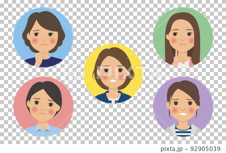 女性の悩み顔_アイコン 92905039