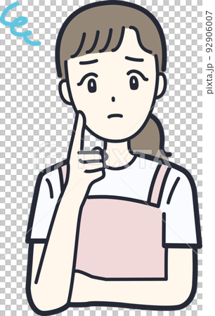 Illustration material of a housewife with a troubled pose with a negative expression Illustration material of a housewife with a troubled pose with a negative expression 92906007