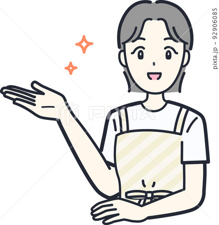 笑顔でおすすめする主婦のイラスト素材 92906085