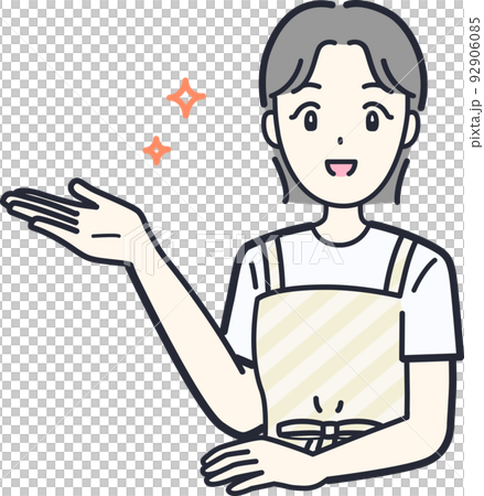 笑顔でおすすめする主婦のイラスト素材 92906085