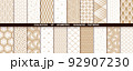 Geometric set of seamless gold and white patterns. Simpless graphics 92907230