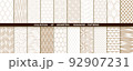 Geometric set of seamless gold and white patterns. Simpless graphics 92907231