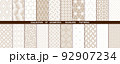 Geometric set of seamless gold and white patterns. Simpless graphics 92907234