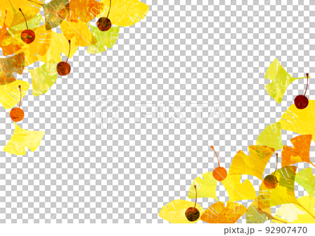 銀杏和銀杏油畫風格角框 92907470
