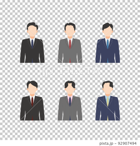 一個穿著西裝的男人的上身插圖（簡單） 92907494