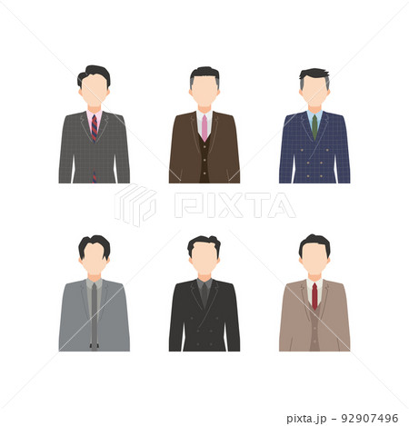 スーツを着た男性の上半身イラスト(カジュアル・派手) スーツを着た男性の上半身イラスト(カジュアル・派手) 92907496