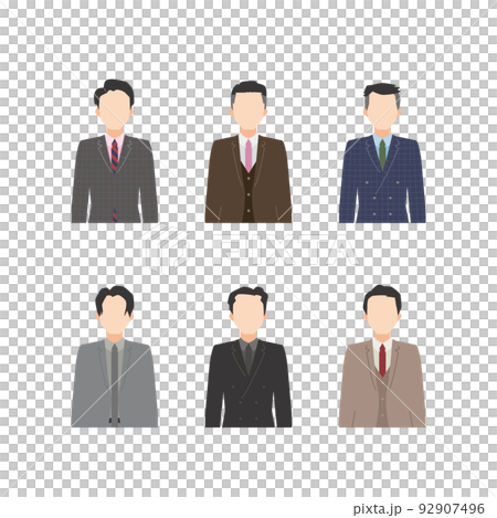 スーツを着た男性の上半身イラスト(カジュアル・派手) スーツを着た男性の上半身イラスト(カジュアル・派手) 92907496