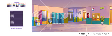 School hallway corridor layers ready for animation 92907787