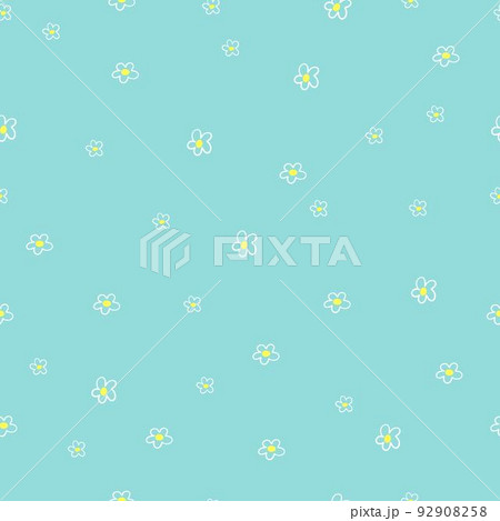 Hand drawn seamless pattern with chamomile flowers. Beautiful floral ornament on blue background. Vector illustration 92908258