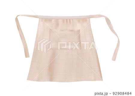 Realistic white blank short apron mockup with fabric texture isolated from background 92908484