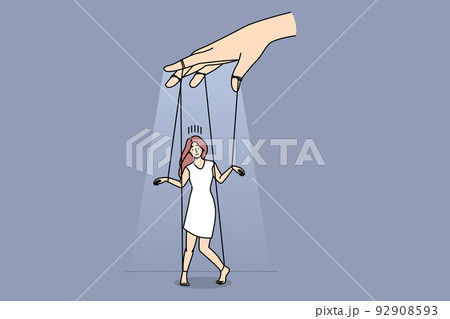 Puppeteer manipulate woman on ropes Puppeteer manipulate woman on ropes 92908593