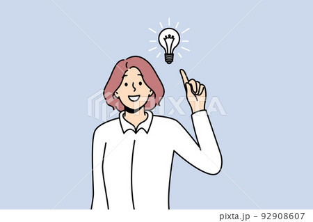 Smiling woman generate good idea Smiling woman generate good idea 92908607