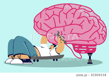 Man repairing brain with tools 92909338