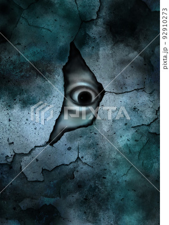 壁の割れ目から覗く目 下向き 92910273