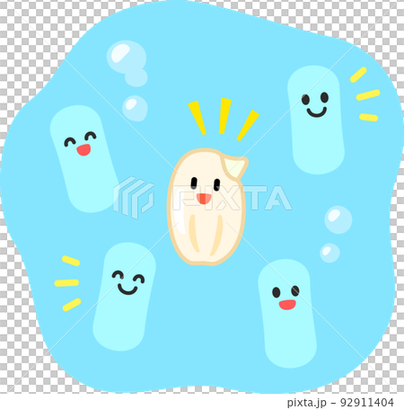 発芽した玄米と乳酸菌のキャラクター 92911404