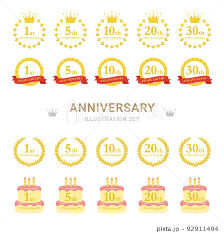 お祝い　アニバーサリー　イラストセット 92911494