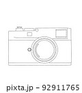 outine sketch of photo retro film Camera by hand writing, isolated on white background 92911765
