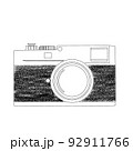 sketch of photo retro film Camera by hand painting, isolated on white background 92911766
