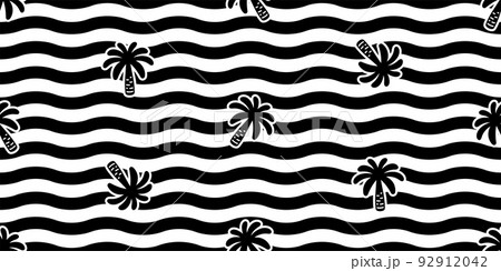 palm tree seamless pattern coconut tree wave vector island tropical gift wrapping paper beach ocean summer scarf isolated tile background repeat wallpaper cartoon doodle illustration design 92912042
