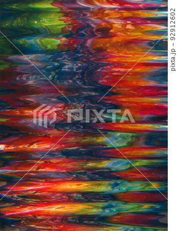 Glitch art. Color noise texture. Static distortion. Orange green red digital artifacts defect on bright modern illustration abstract background. 92912602