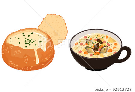 クラムチャウダーのイラスト 92912728